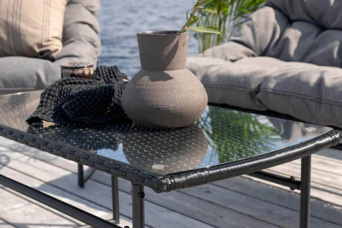 Garten Loungeset Marvella – 4-teiliges Outdoor-Sofa-Set in Schwarz mit Polstern