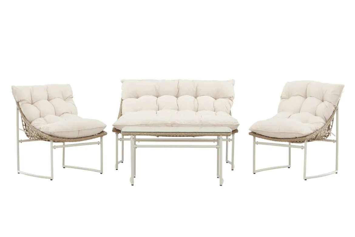 Garten Loungeset Marvella – 4-teiliges Outdoor-Sofa-Set in Beige mit Polstern