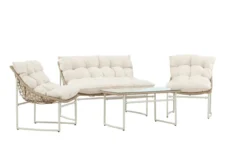 Garten Loungeset Marvella – 4-teiliges Outdoor-Sofa-Set in Beige mit Polstern