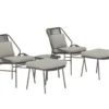 Garten Loungeset Mavero – 5 teiliges Set mit Stühlen und Hockern aus Stahl
