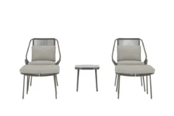 Garten Loungeset Mavero – 5 teiliges Set mit Stühlen und Hockern aus Stahl