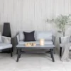 Garten Loungeset Mira – 4-teiliges Set mit grauer Glasplatte