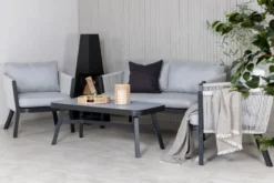 Garten Loungeset Mira – 4-teiliges Set mit grauer Glasplatte