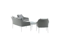 Garten Loungeset Morena - in Weiß mit grauem Stoff