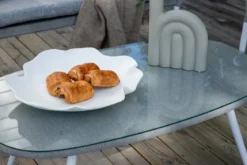 Garten Loungeset Morena - in Weiß mit grauem Stoff