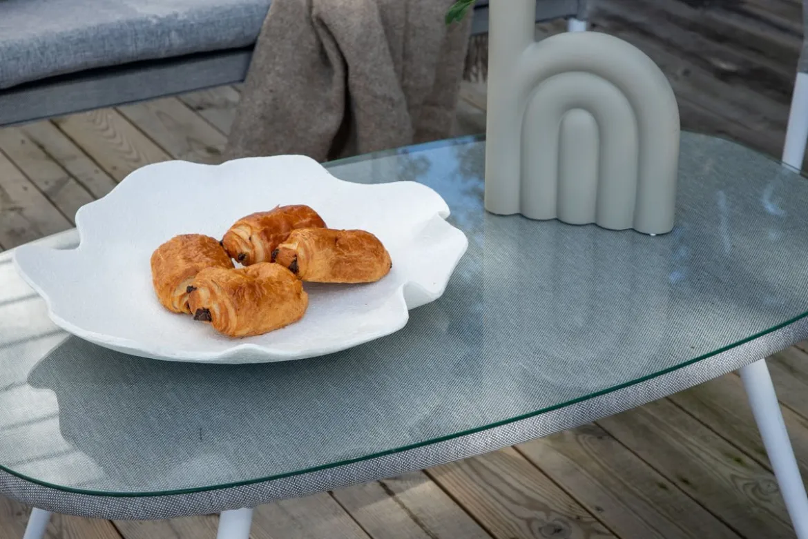 Garten Loungeset Morena - in Weiß mit grauem Stoff