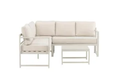 Garten Loungeset Nadi – 3-teilig mit Tisch in Beige aus Aluminium & Polyester