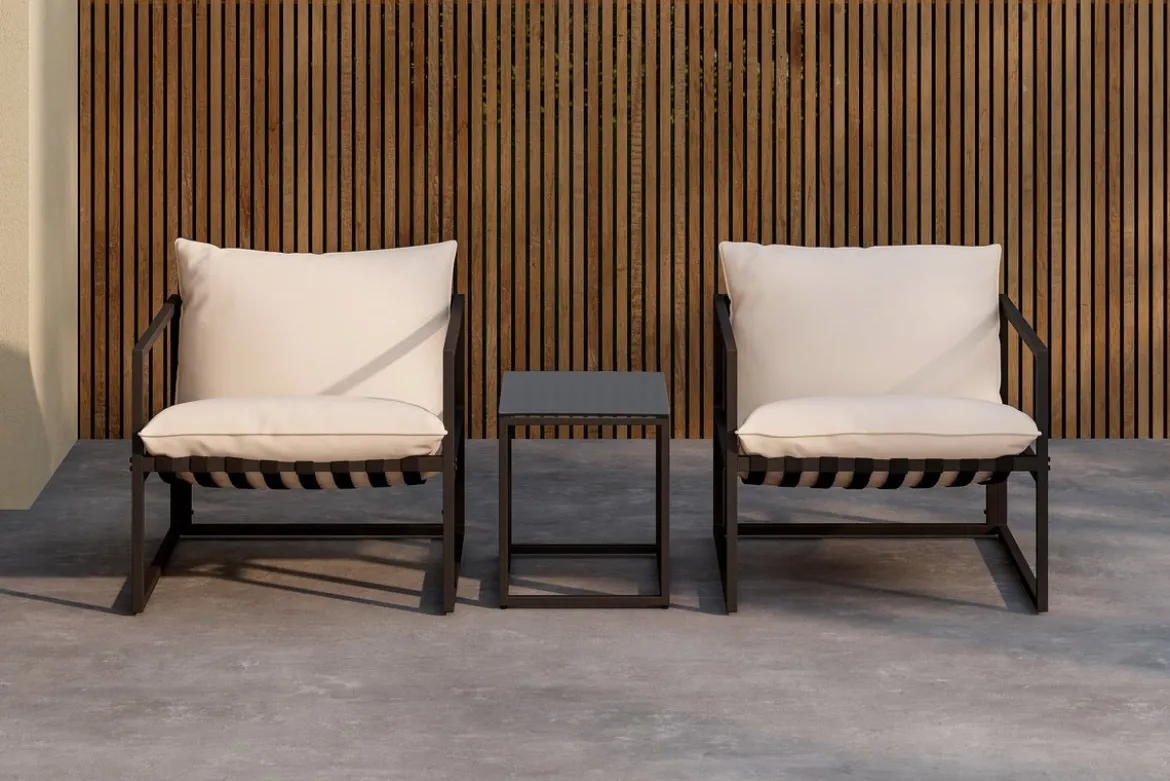 Garten Loungeset Naomi – mit Glastisch & wetterfesten Kissen