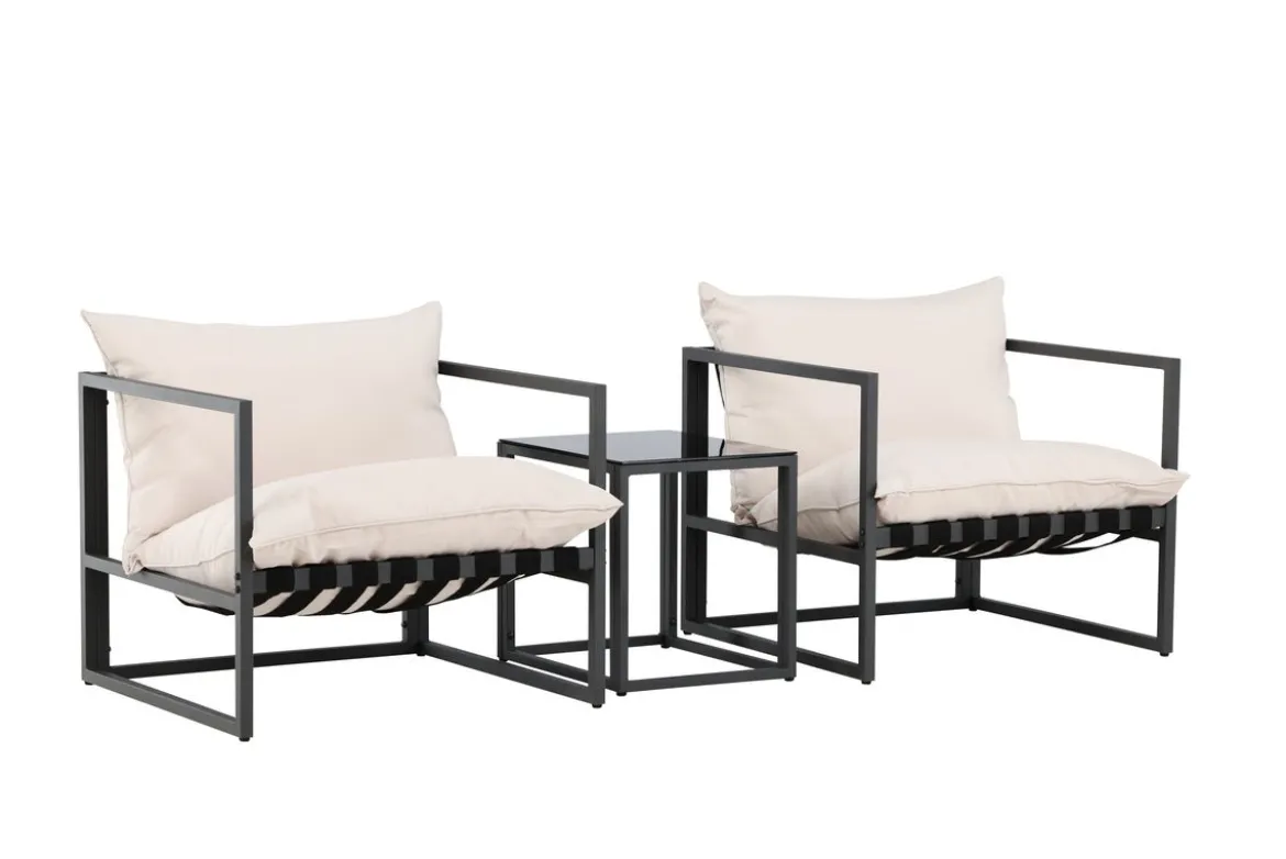Garten Loungeset Naomi – mit Glastisch & wetterfesten Kissen