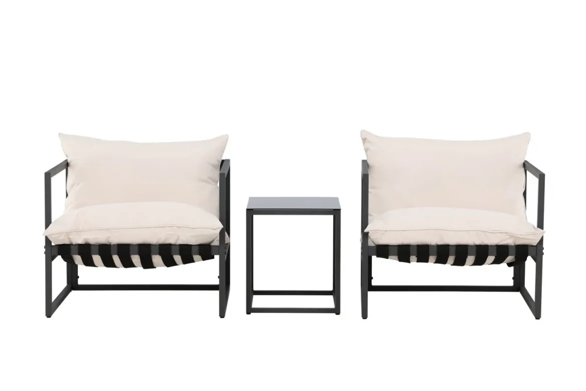 Garten Loungeset Naomi – mit Glastisch & wetterfesten Kissen