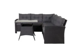 Garten Loungeset Olivia – mit Ecksofa & Glas-Couchtisch in zwei Farben