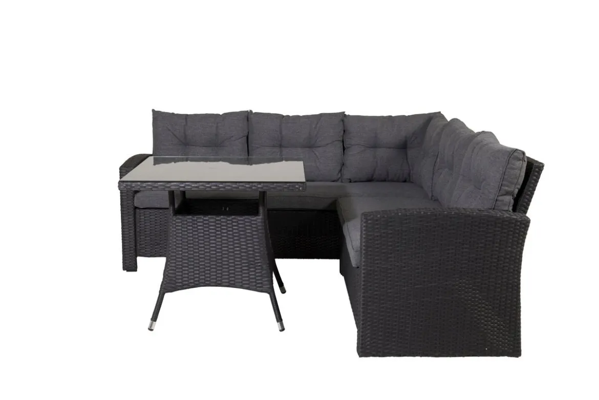 Garten Loungeset Olivia – mit Ecksofa & Glas-Couchtisch in zwei Farben