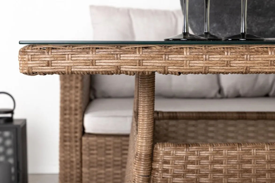 Garten Loungeset Olivia – mit Ecksofa & Glas-Couchtisch in zwei Farben