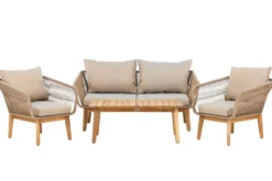 Garten Lounge Set Perano – 4 teiliges Set in Beige