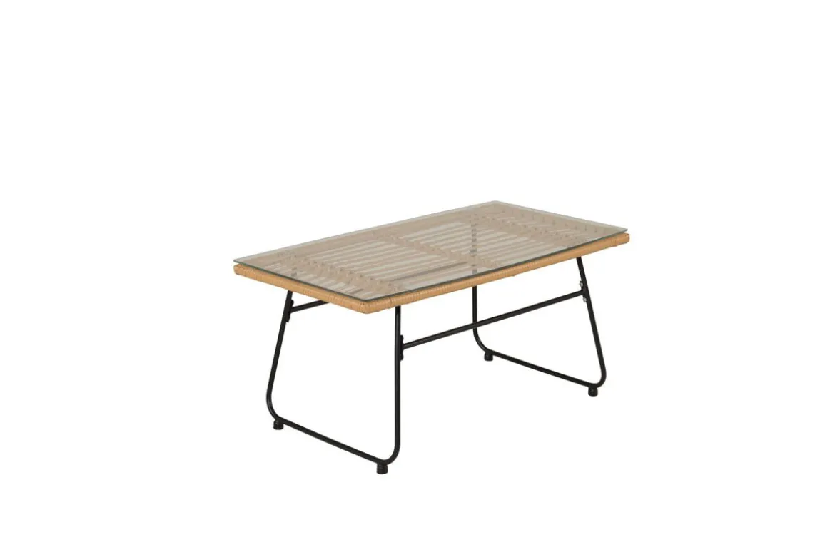 Garten Loungeset Raina – 4-teiliges Set mit Glasplatte & Kissen
