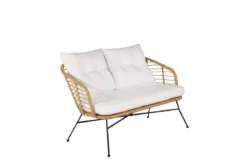 Garten Loungeset Raina – 4-teiliges Set mit Glasplatte & Kissen