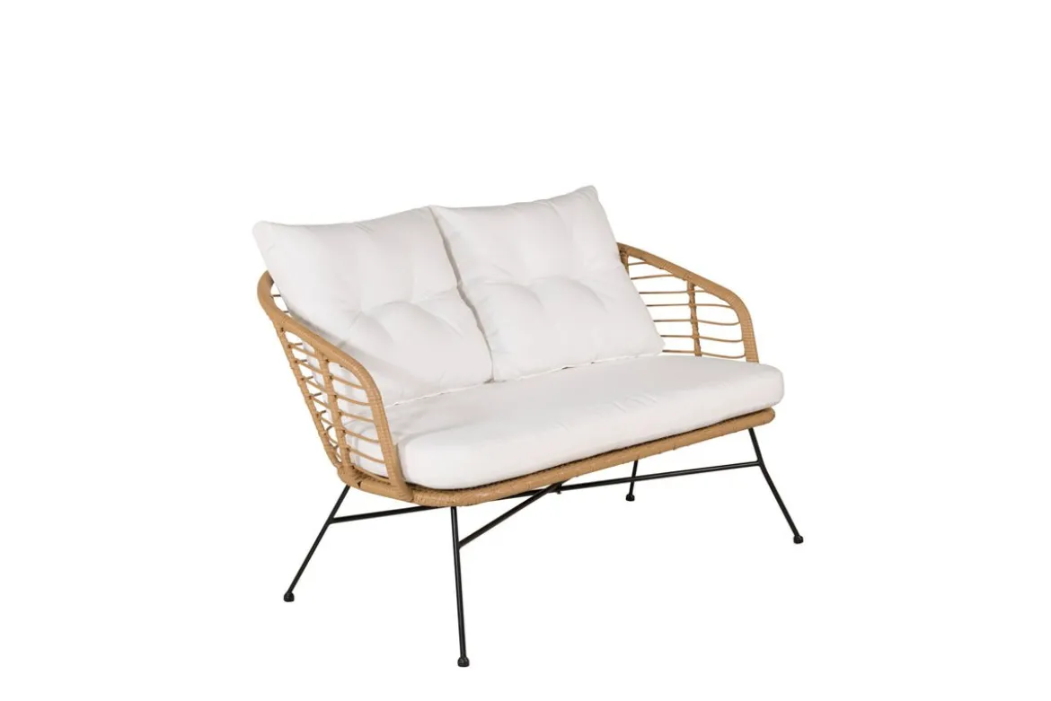 Garten Loungeset Raina – 4-teiliges Set mit Glasplatte & Kissen
