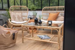 Garten Loungeset Raisa – mit Glasplatte & weißen Kissen