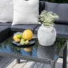 Garten Loungeset Ravello – Ecksofa-Set aus Polyrattan in Schwarz mit Glasplatte