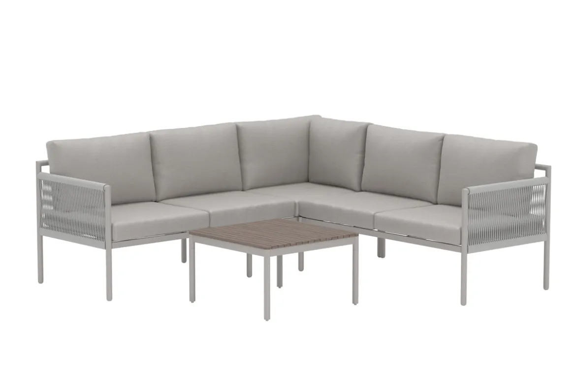 Garten Loungeset Rimini – wetterfest in Beige mit Aluminiumgestell