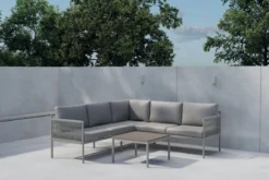 Garten Loungeset Rimini – wetterfest in Beige mit Aluminiumgestell