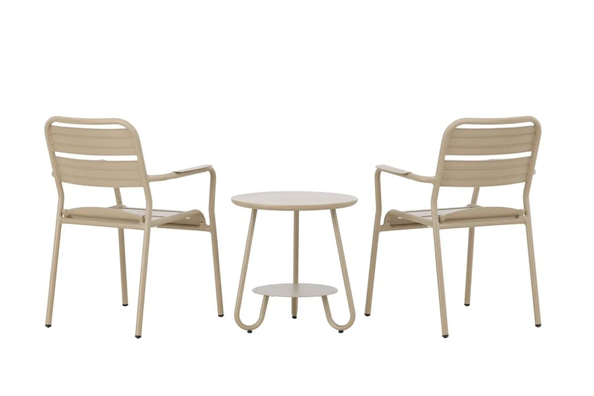 Garten Loungeset Rivana – 3-teiliges Set mit 2 Stühlen & Tisch in Beige