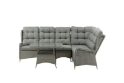 Garten Loungeset Samui – aus Aluminium & Polyrattan mit Glas-Couchtisch