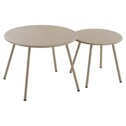 Garten Lounge Set Sandira – mit Stahlgestell in Sand und dicken Sitzpolstern