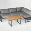Garten Loungeset Santorin – Aluminium Ecksofa mit höhenverstellbarem Tisch
