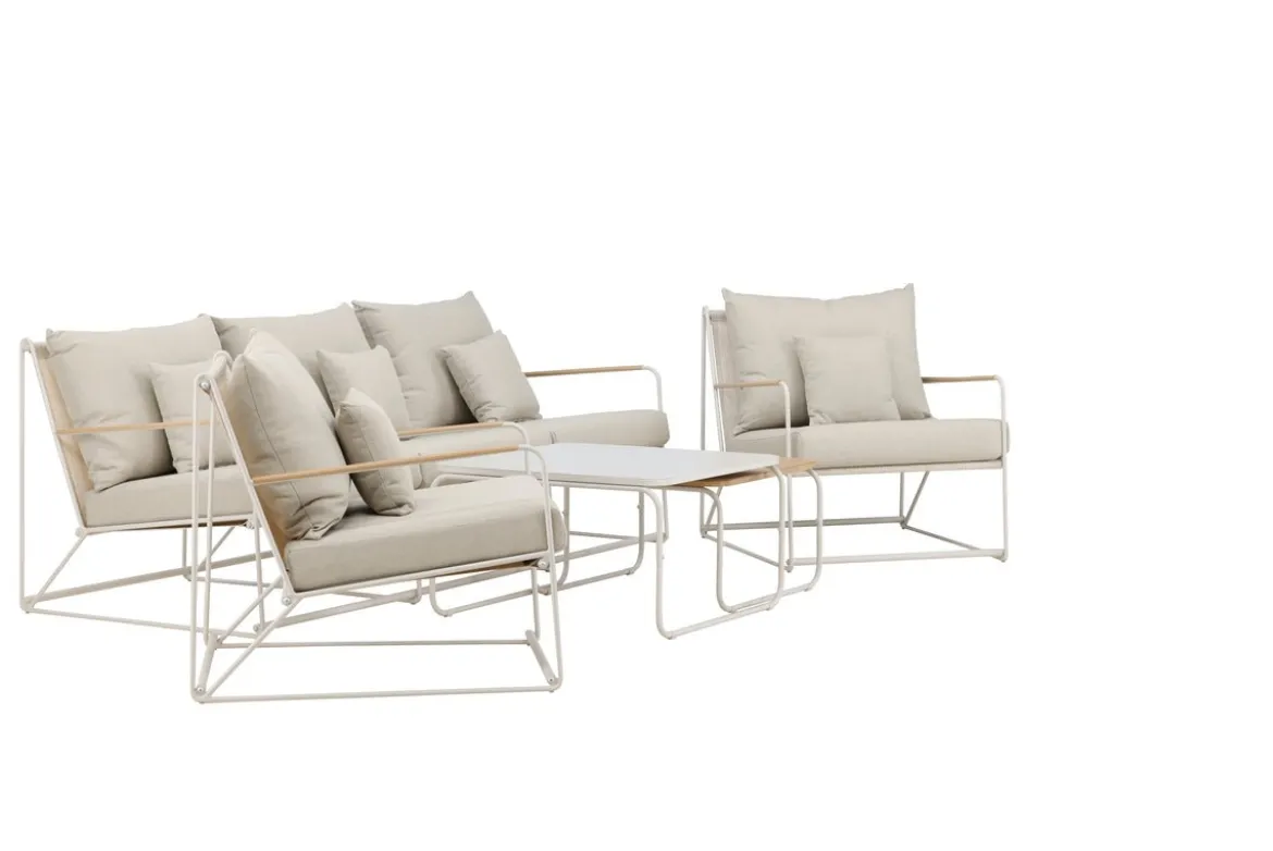 Garten Loungeset Santorini – wetterfest in mediterranem Design mit Kissen