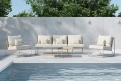 Garten Loungeset Santorini – wetterfest in mediterranem Design mit Kissen