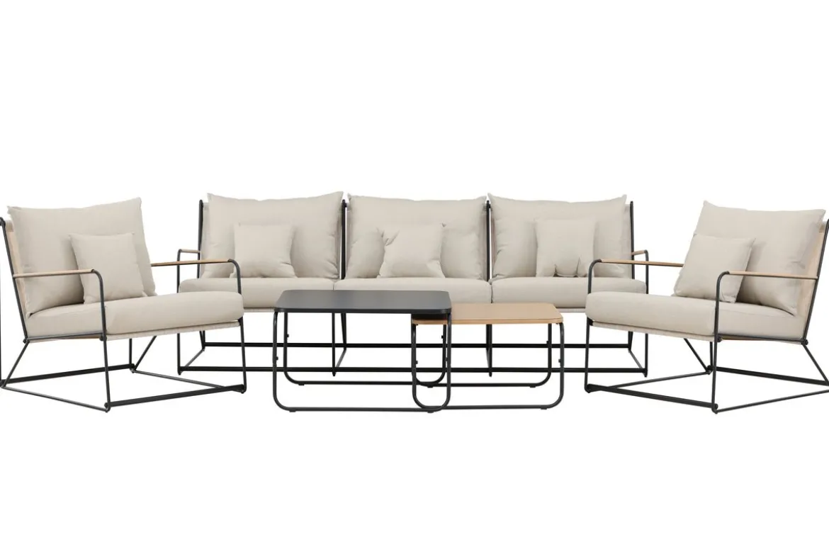 Garten Loungeset Santorini – wetterfest in mediterranem Design mit Kissen