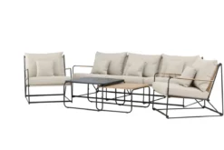 Garten Loungeset Santorini – wetterfest in mediterranem Design mit Kissen