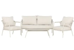 Garten Loungeset Sorento – 4-teiliges Outdoor-Sofa-Set in Beige mit Aluminiumrahmen