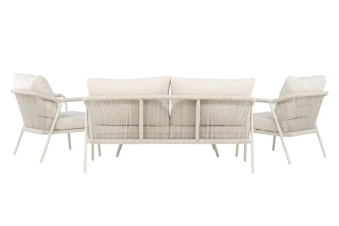 Garten Loungeset Sorento – 4-teiliges Outdoor-Sofa-Set in Beige mit Aluminiumrahmen