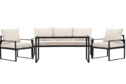 Garten Loungeset Sovana – 3-teilig in Schwarz/Weiß & Beige