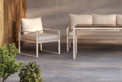 Garten Loungeset Sovana – 3-teilig in Schwarz/Weiß & Beige