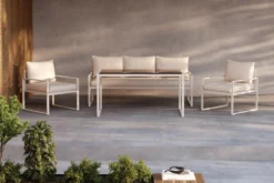 Garten Loungeset Sovana – 3-teilig in Schwarz/Weiß & Beige