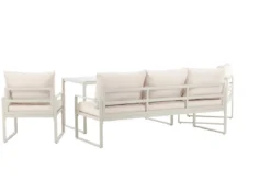 Garten Loungeset Sovana – 3-teilig in Schwarz/Weiß & Beige