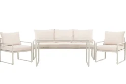 Garten Loungeset Sovana – 3-teilig in Schwarz/Weiß & Beige