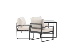 Garten Loungeset Sovana – 3-teilig in Schwarz/Weiß & Beige