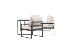 Garten Loungeset Sovana – 3-teilig in Schwarz/Weiß & Beige