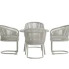 Garten Loungeset Taila - mit Rundem Esstisch und 4 Stühlen in Beige & Hellgrau