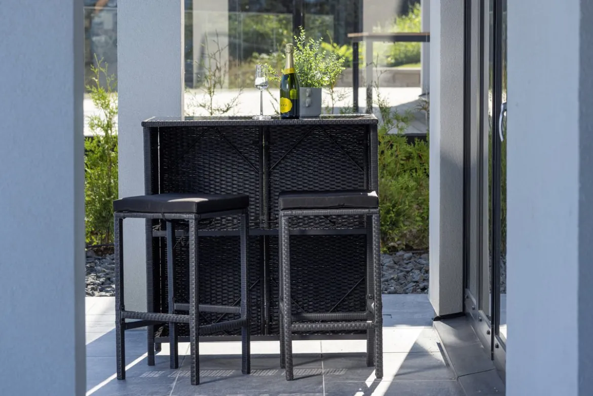 Garten Loungeset Talio – 3-teiliges Set aus synth. Rattan in Schwarz