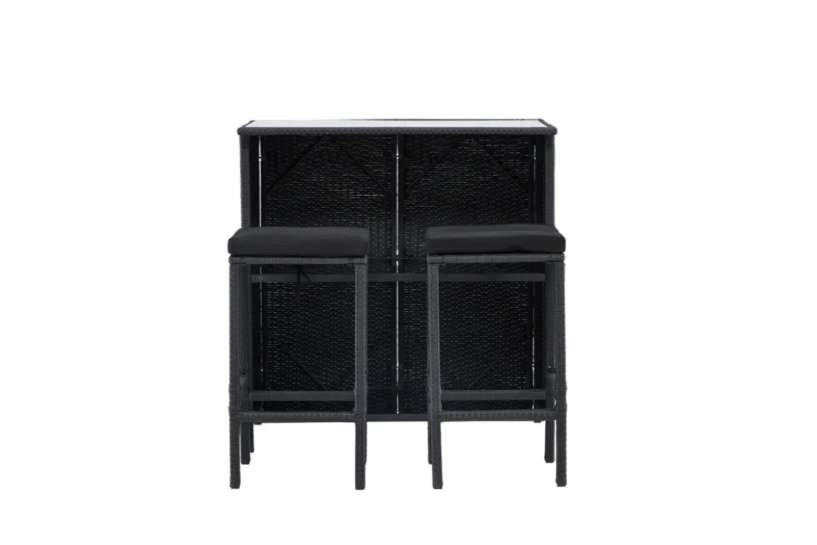 Garten Loungeset Talio – 3-teiliges Set aus synth. Rattan in Schwarz