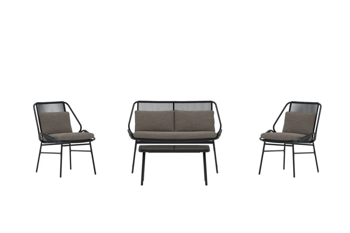 Garten Loungeset Talora – 4 teiliges Set mit Stühlen aus Stahl