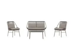 Garten Loungeset Talora – 4 teiliges Set mit Stühlen aus Stahl