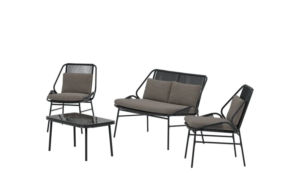 Garten Loungeset Talora – 4 teiliges Set mit Stühlen aus Stahl