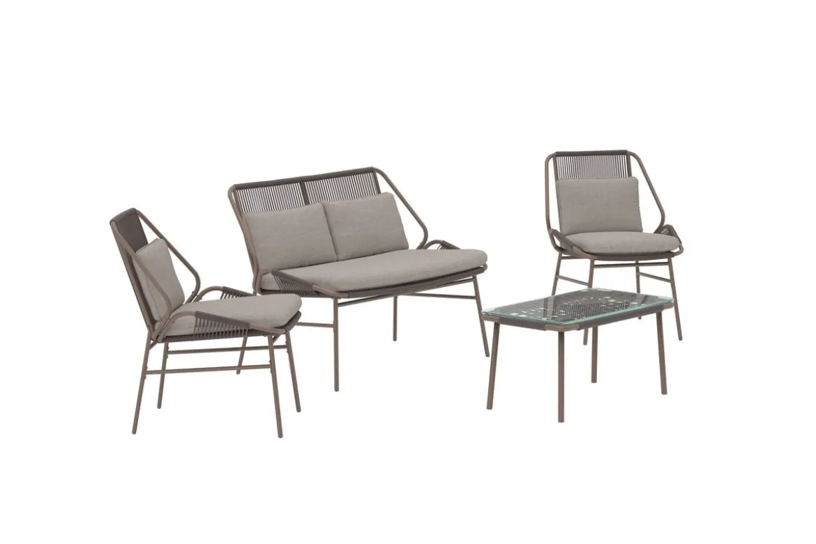 Garten Loungeset Talora – 4 teiliges Set mit Stühlen aus Stahl