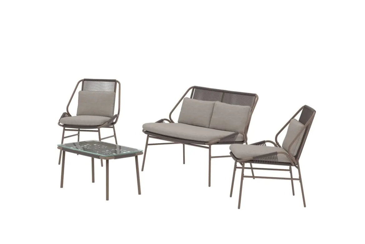 Garten Loungeset Talora – 4 teiliges Set mit Stühlen aus Stahl
